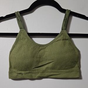 Olive Green Ribbed Bralette With Removable Pads Pull Over Love Secret Size S